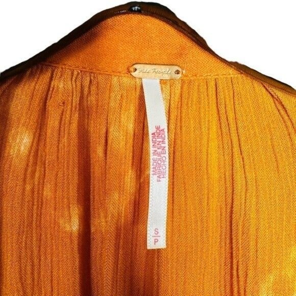 Free People Marla Printed Shortall Orange Romper Women’s Size Small New - Picture 7 of 15